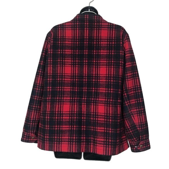 Levi's Black & Red Plaid Wool Blend Snap Buttons Jacket Size L - Picture 5 of 7